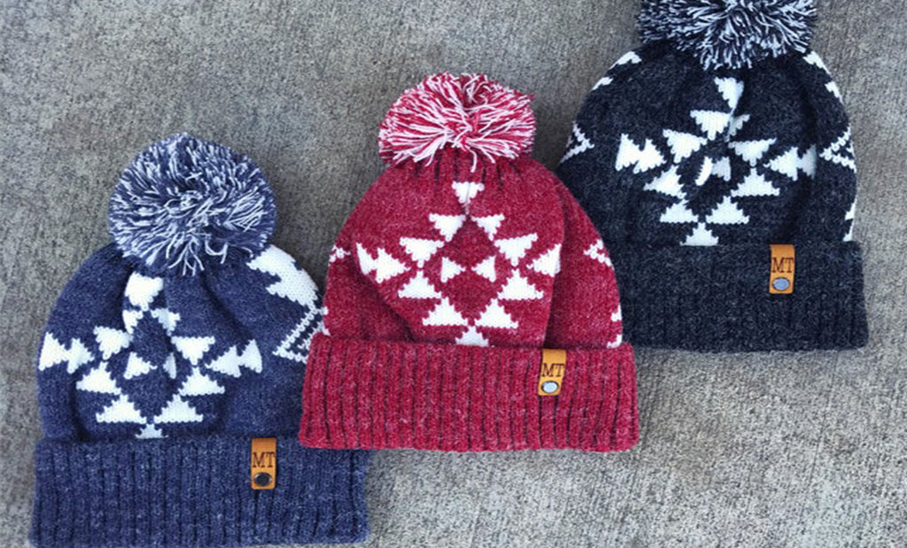 MT Patterened Knit Pom Beanies